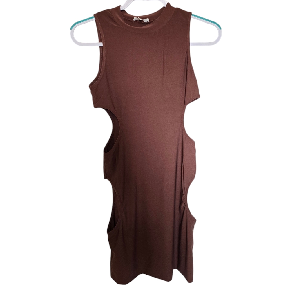 3/$15 Better Be Brown Cut Out Fitted Mini Dress Size Medium